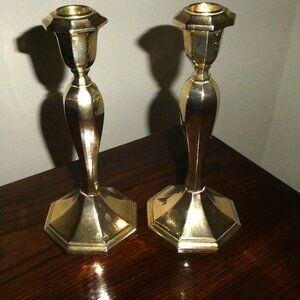 VINTAGE HEAVY BRASS CANDLESTICKS-PAIR
